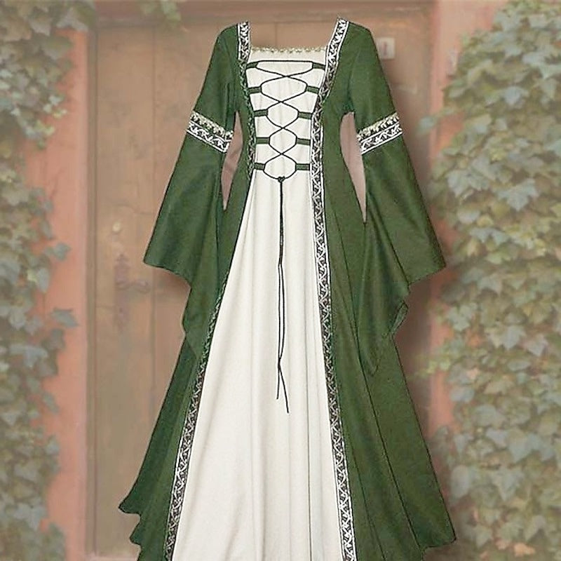 Retro Women's Vintage Medieval Renaissance Carnival Celtic Halloween Ankle-Length Dress