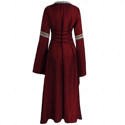 Retro Women's Vintage Medieval Renaissance Carnival Celtic Halloween Ankle-Length Dress
