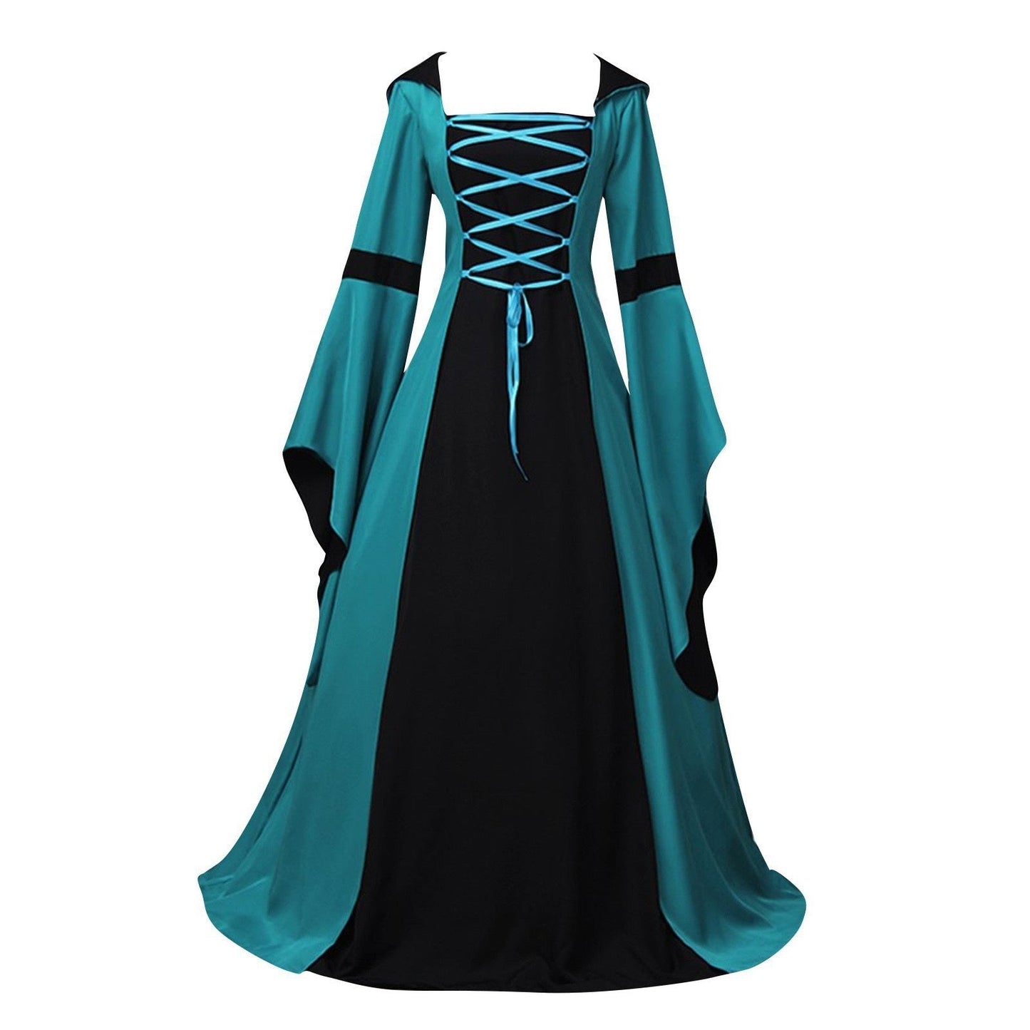 Retro Vintage Medieval A-Line/Princess Square Neck Long Sleeves Floor-Length Royal Halloween Performance Costumes Dress