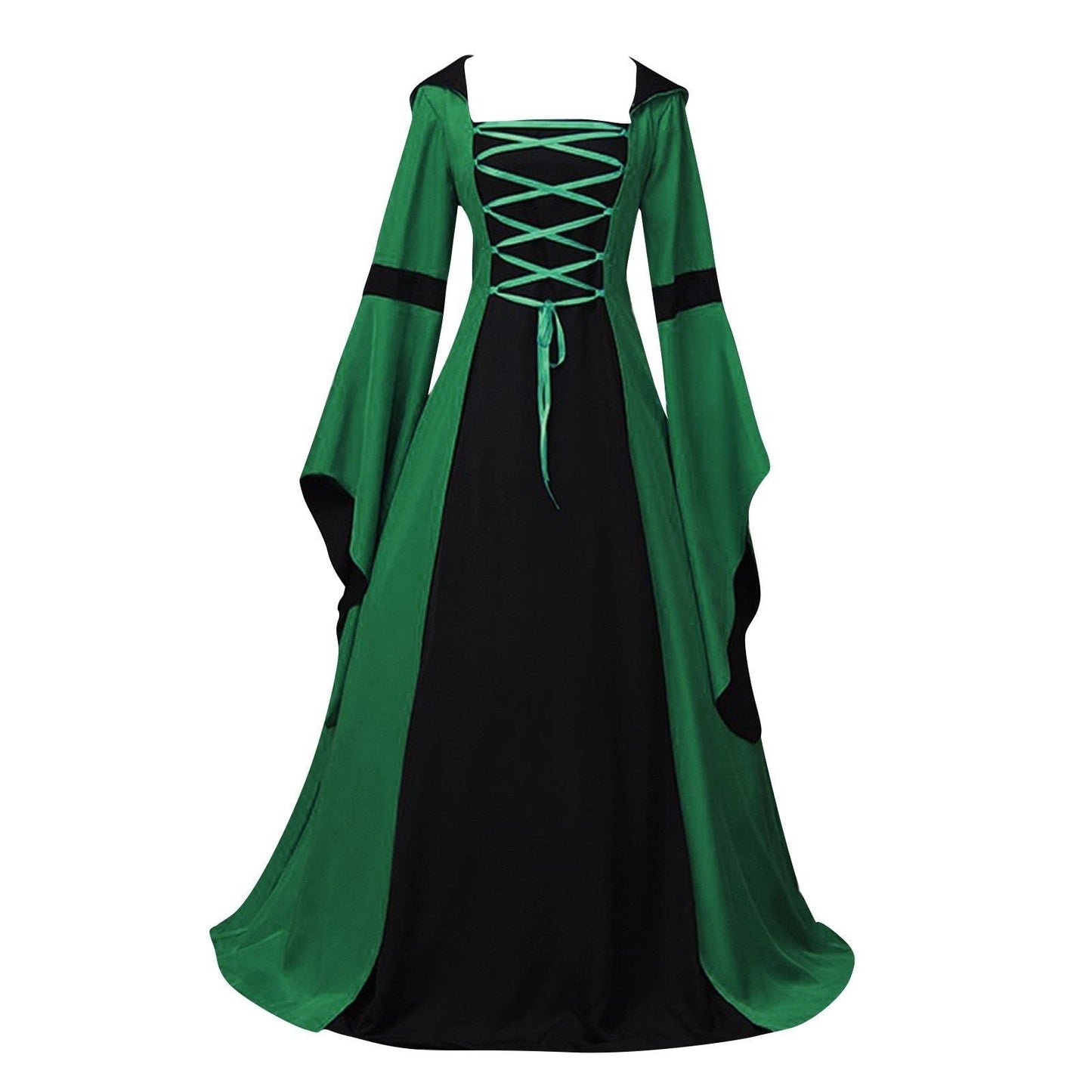 Retro Vintage Medieval A-Line/Princess Square Neck Long Sleeves Floor-Length Royal Halloween Performance Costumes Dress