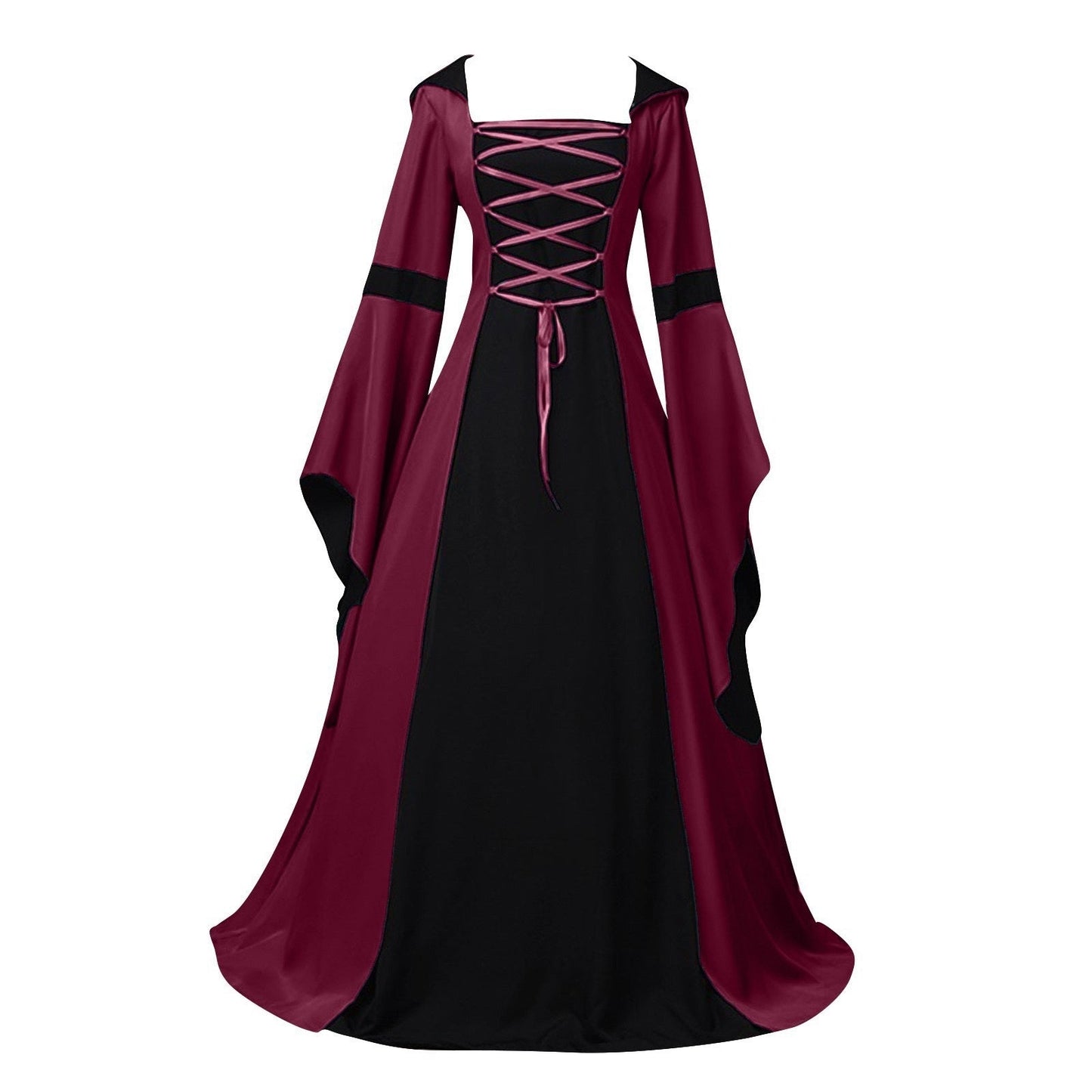 Retro Vintage Medieval A-Line/Princess Square Neck Long Sleeves Floor-Length Royal Halloween Performance Costumes Dress