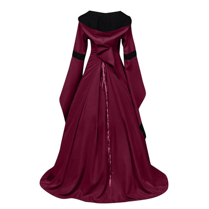 Retro Vintage Medieval A-Line/Princess Square Neck Long Sleeves Floor-Length Royal Halloween Performance Costumes Dress