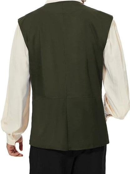 Men's Retro Vintage Medieval Ren Faire Pirate Viking Ranger Celtic Halloween Carnival Party Vest