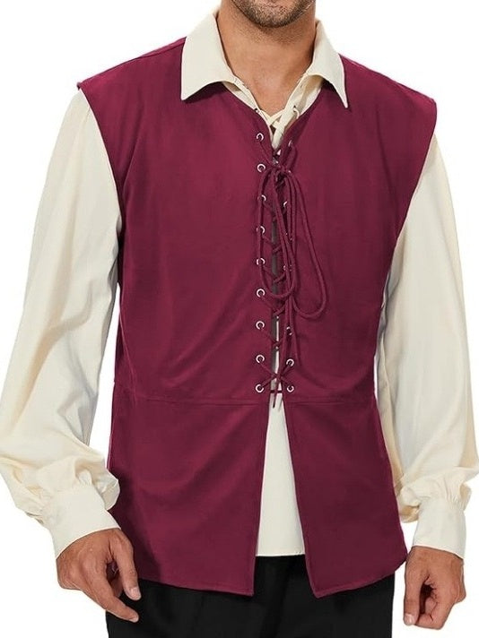 Men's Retro Vintage Medieval Ren Faire Pirate Viking Ranger Celtic Halloween Carnival Party Vest