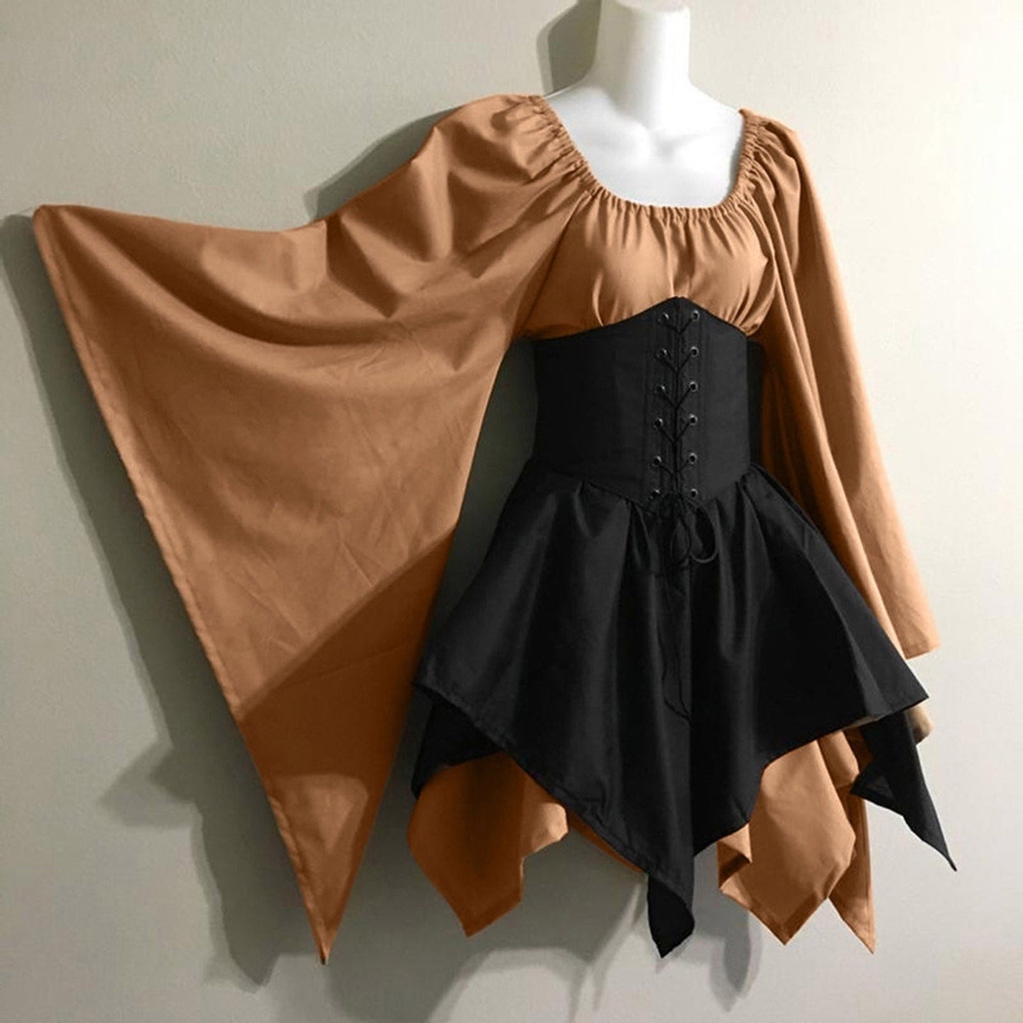 Women's Medieval Vintage Short / Mini Ren Faire Princess Viking Ranger Archery Celtic Pirate Fantasy Party / Cocktail Dress