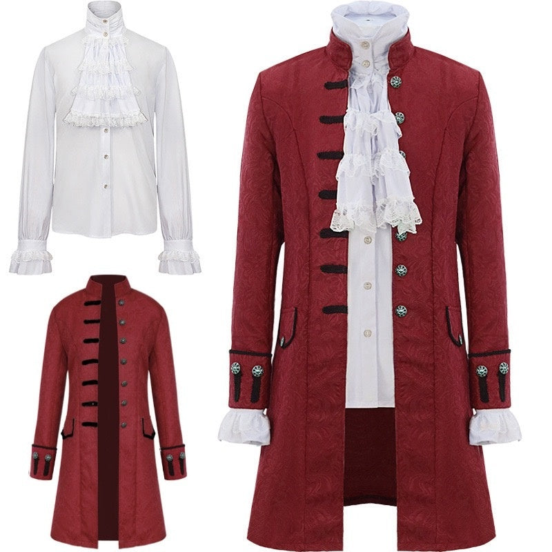 Men's Retro Vintage Medieval Victorian 2 PCS Vampire Cosplay Halloween Party Outfits