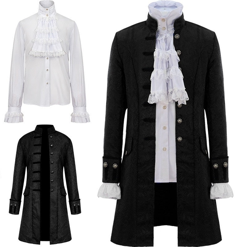 Men's Retro Vintage Medieval Victorian 2 PCS Vampire Cosplay Halloween Party Outfits