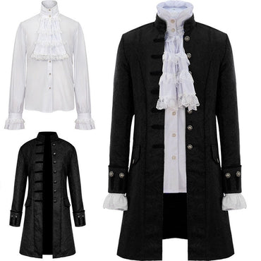 Men's Retro Vintage Medieval Victorian 2 PCS Vampire Cosplay Halloween Party Outfits