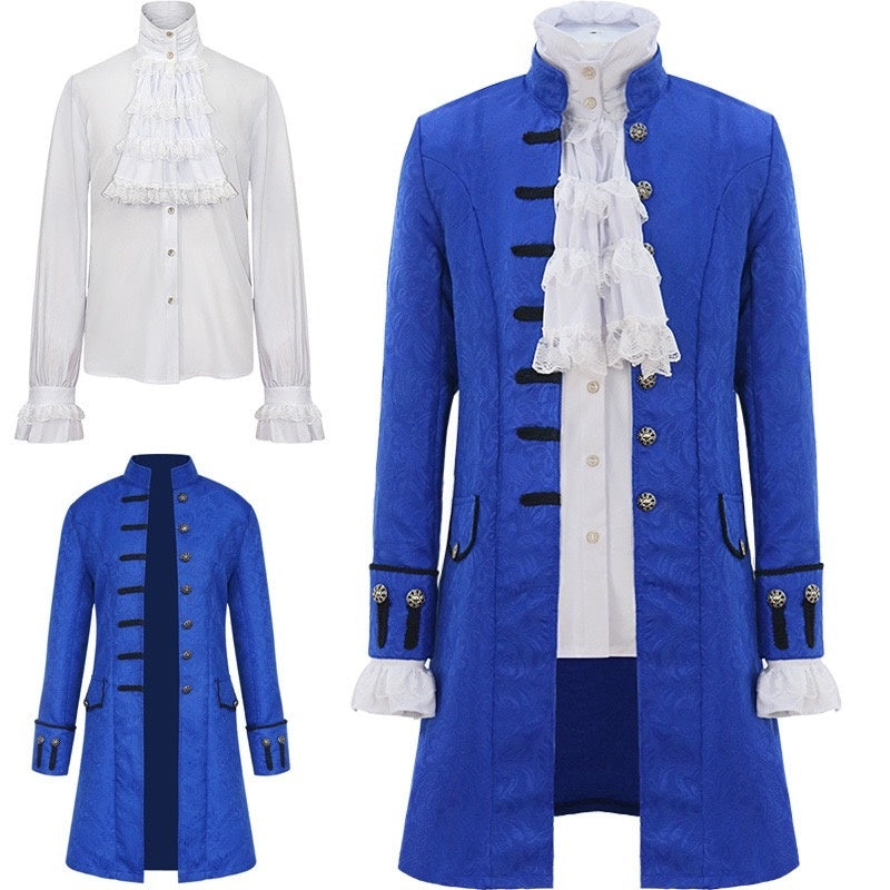 Men's Retro Vintage Medieval Victorian 2 PCS Vampire Cosplay Halloween Party Outfits
