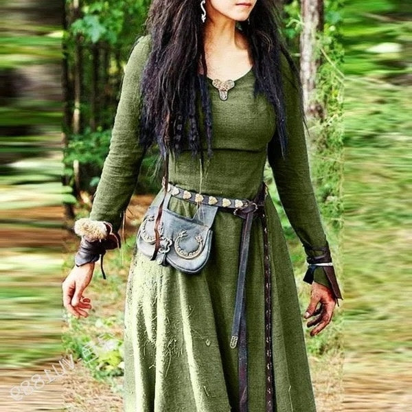 Retro Vintage Women's Celtic Viking Halloween Carnival Masquerade Performance Halloween Medieval Cosplay Renaissance Dress