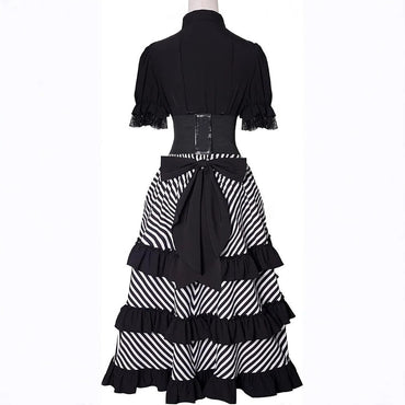 A-Line/Princess V-Neck Short Sleeves Asymmetrical Retro Vintage Steampunk Pirate Royal Halloween Carnival Party Dress