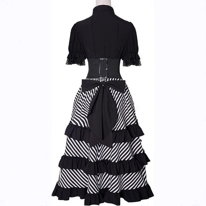 A-Line/Princess V-Neck Short Sleeves Asymmetrical Retro Vintage Steampunk Pirate Royal Halloween Carnival Party Dress