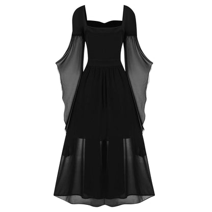 A-Line/Princess Sweetheart Neck Long Sleeves Floor-Length Retro Vintage Punk & Gothic Medieval Dress