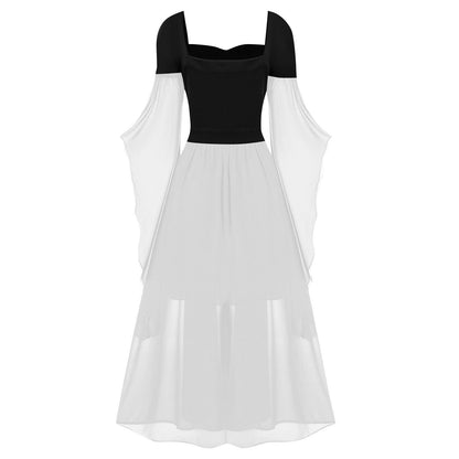 A-Line/Princess Sweetheart Neck Long Sleeves Floor-Length Retro Vintage Punk & Gothic Medieval Dress