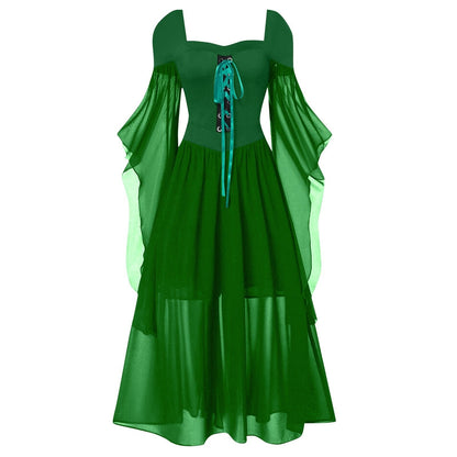 A-Line/Princess Sweetheart Neck Long Sleeves Floor-Length Retro Vintage Punk & Gothic Medieval Dress