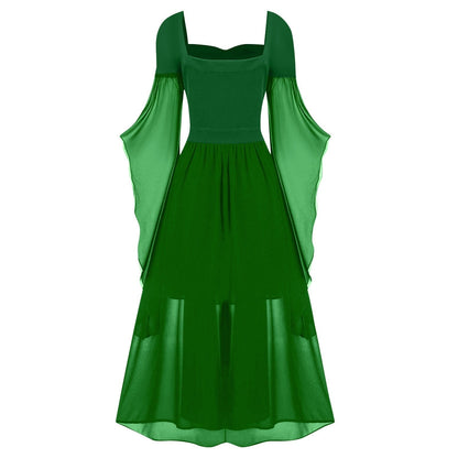 A-Line/Princess Sweetheart Neck Long Sleeves Floor-Length Retro Vintage Punk & Gothic Medieval Dress