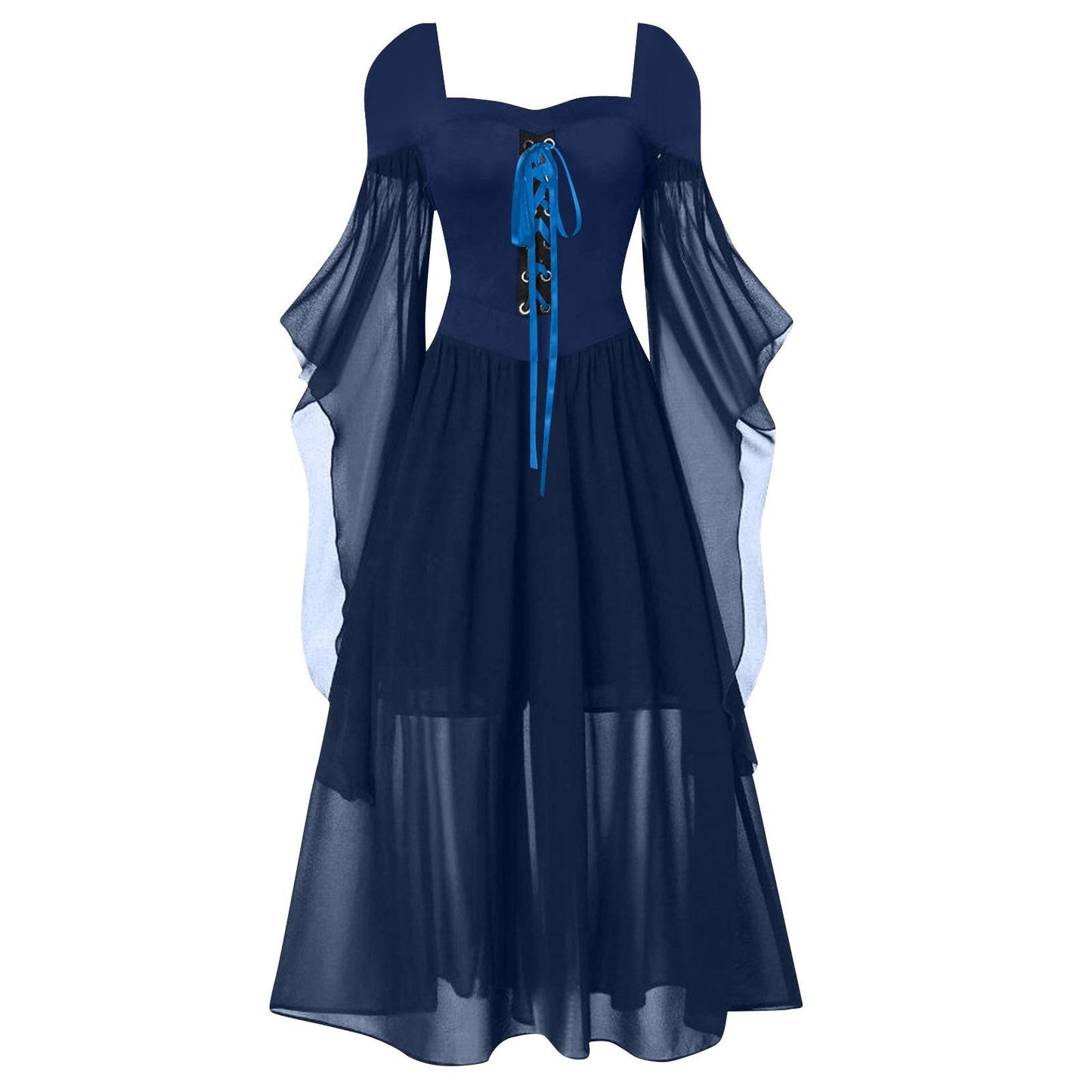 A-Line/Princess Sweetheart Neck Long Sleeves Floor-Length Retro Vintage Punk & Gothic Medieval Dress
