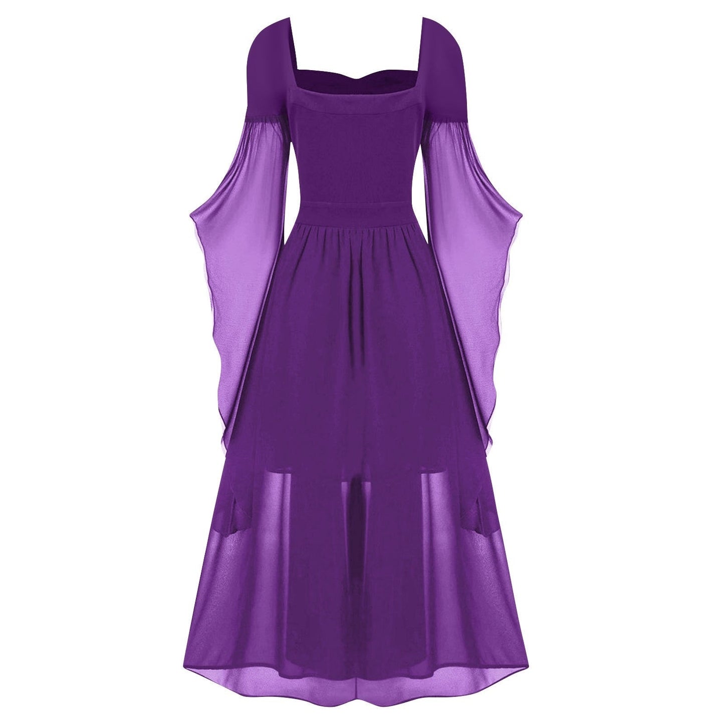 A-Line/Princess Sweetheart Neck Long Sleeves Floor-Length Retro Vintage Punk & Gothic Medieval Dress