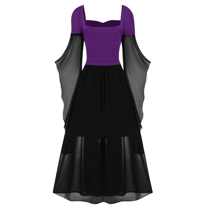 A-Line/Princess Sweetheart Neck Long Sleeves Floor-Length Retro Vintage Punk & Gothic Medieval Dress