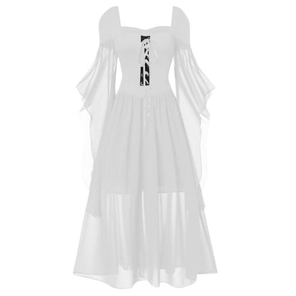 A-Line/Princess Sweetheart Neck Long Sleeves Floor-Length Retro Vintage Punk & Gothic Medieval Dress