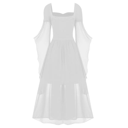 A-Line/Princess Sweetheart Neck Long Sleeves Floor-Length Retro Vintage Punk & Gothic Medieval Dress