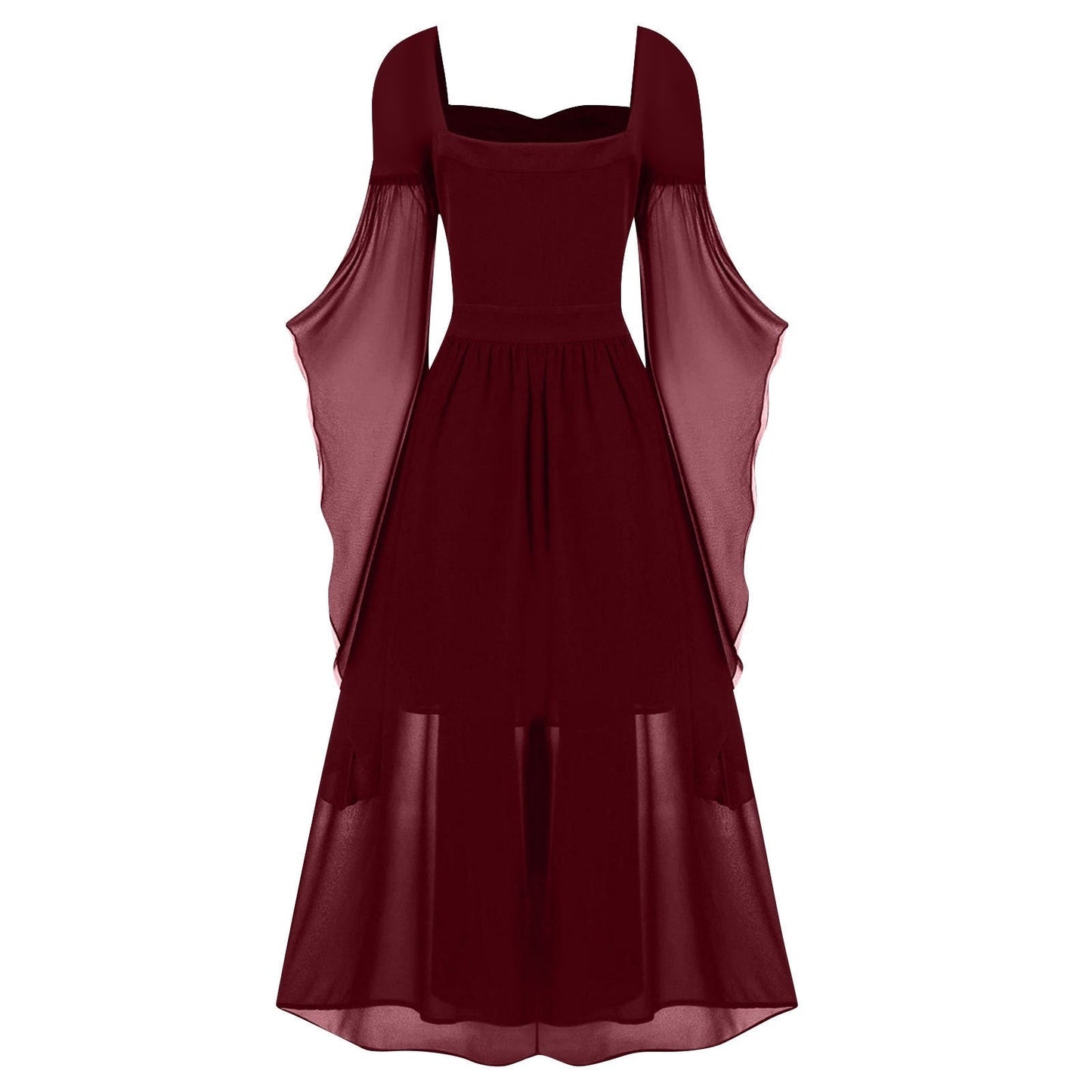 A-Line/Princess Sweetheart Neck Long Sleeves Floor-Length Retro Vintage Punk & Gothic Medieval Dress