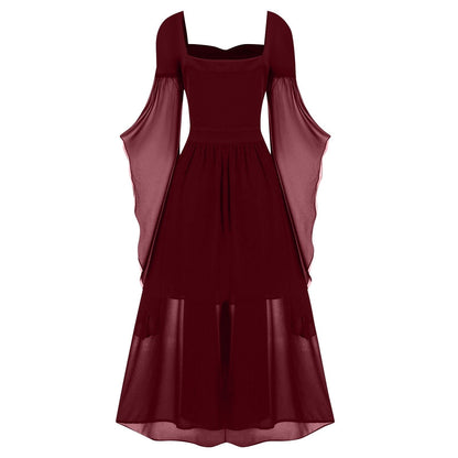 A-Line/Princess Sweetheart Neck Long Sleeves Floor-Length Retro Vintage Punk & Gothic Medieval Dress