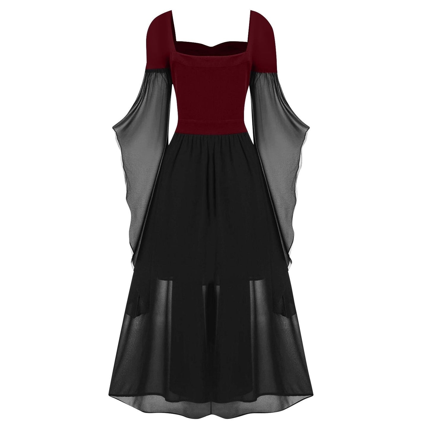 A-Line/Princess Sweetheart Neck Long Sleeves Floor-Length Retro Vintage Punk & Gothic Medieval Dress