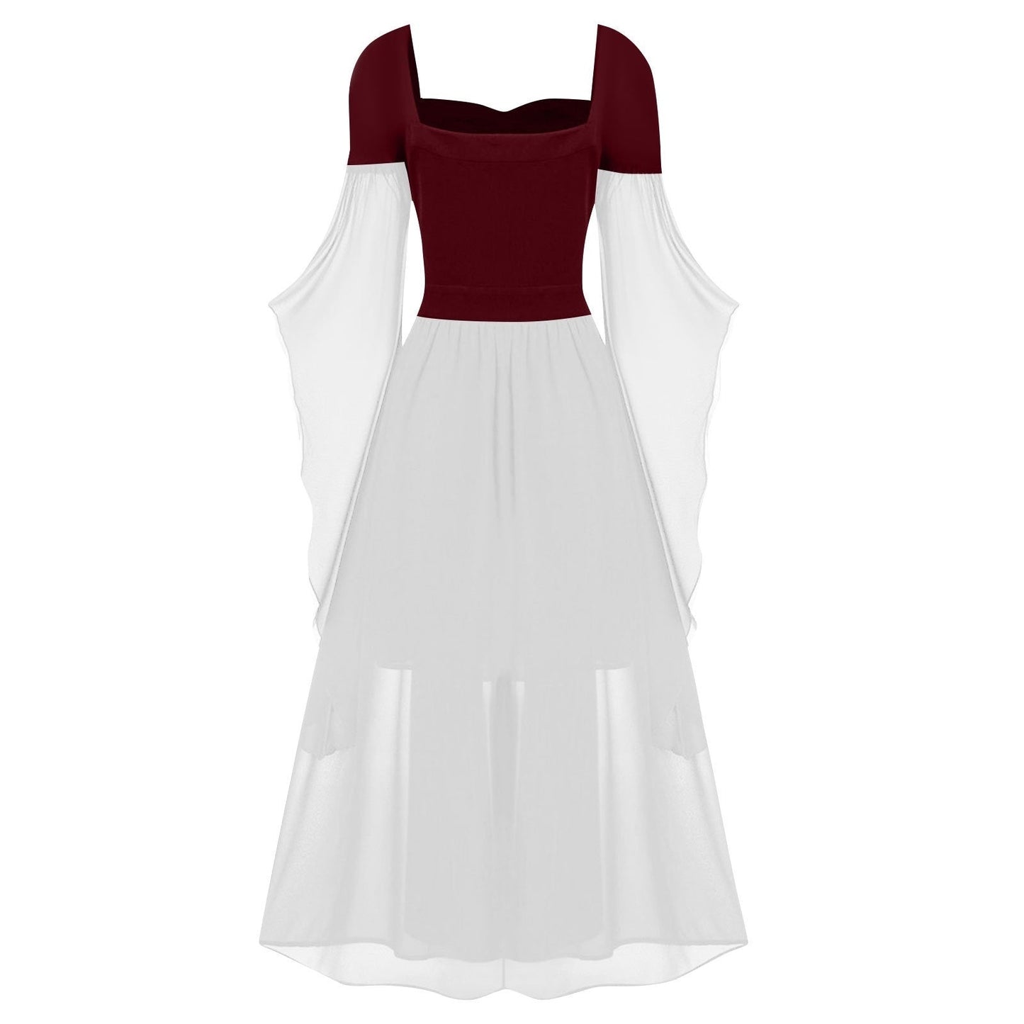 A-Line/Princess Sweetheart Neck Long Sleeves Floor-Length Retro Vintage Punk & Gothic Medieval Dress