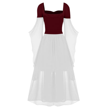 A-Line/Princess Sweetheart Neck Long Sleeves Floor-Length Retro Vintage Punk & Gothic Medieval Dress