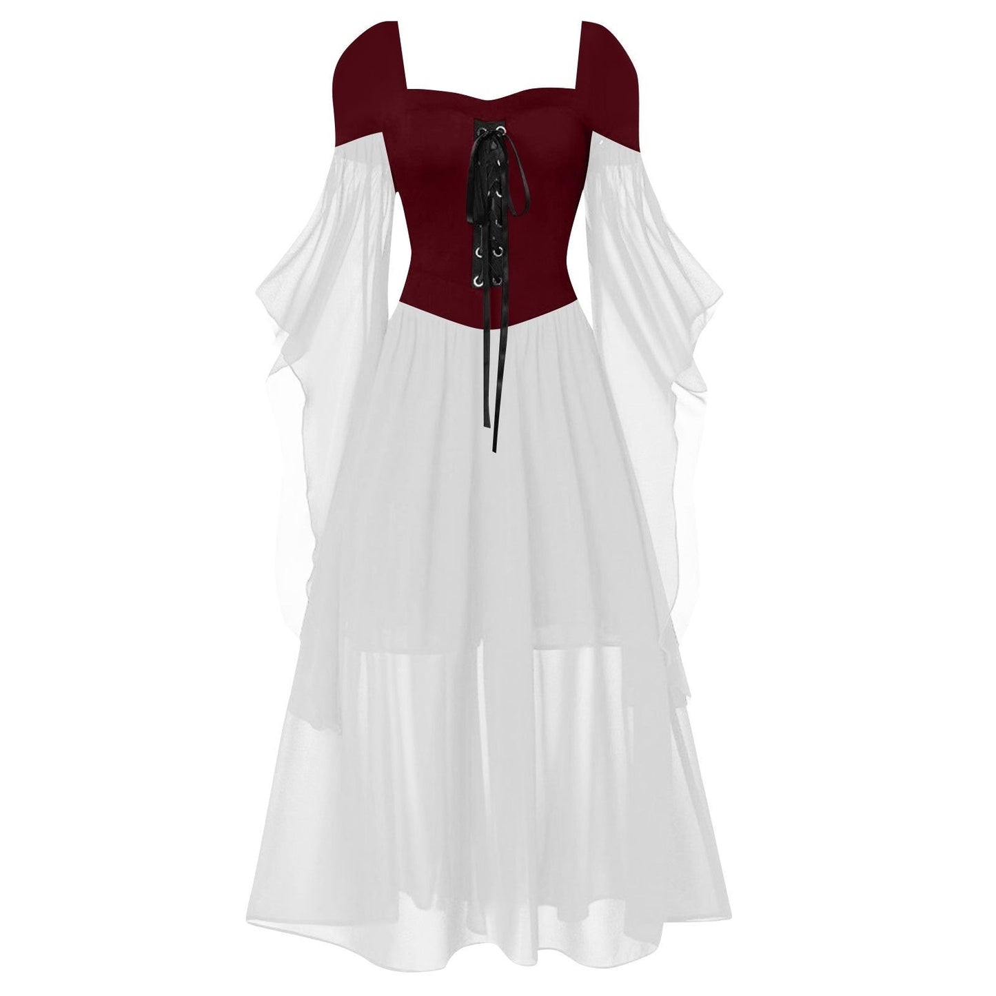 A-Line/Princess Sweetheart Neck Long Sleeves Floor-Length Retro Vintage Punk & Gothic Medieval Dress