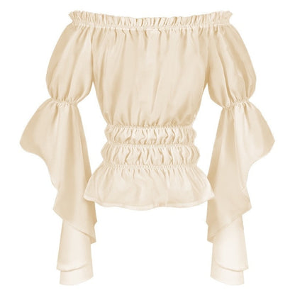 Women's Retro Vintage Medieval  Off-The-Shoulder Pirate Ruffle Halloween Blouse / Shirt