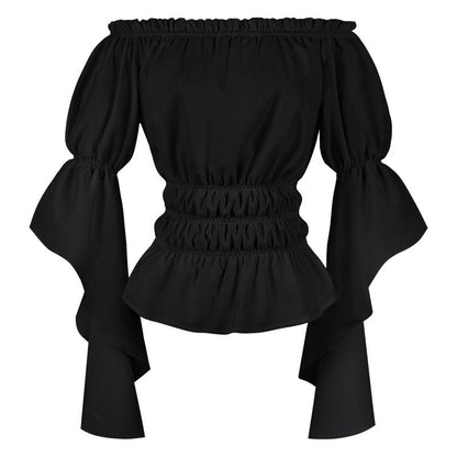Women's Retro Vintage Medieval  Off-The-Shoulder Pirate Ruffle Halloween Blouse / Shirt