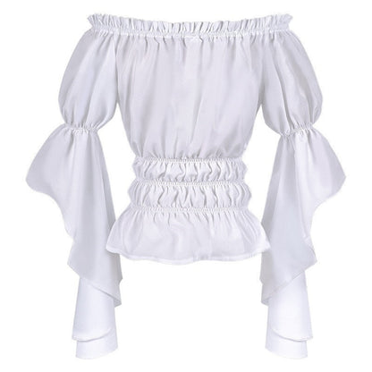 Women's Retro Vintage Medieval  Off-The-Shoulder Pirate Ruffle Halloween Blouse / Shirt