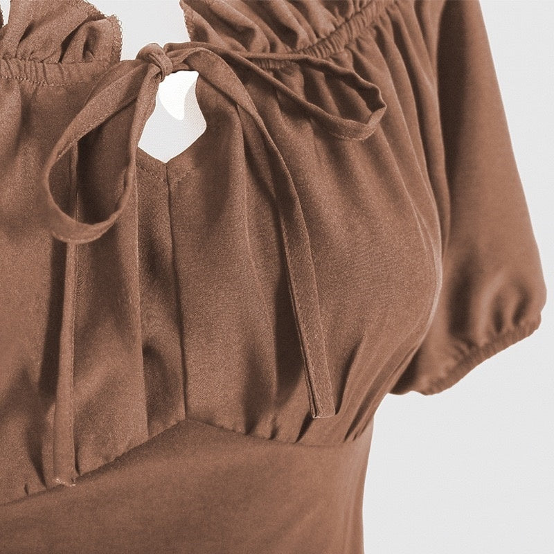 A-Line/Princess Short Sleeves Asymmetrical Retro Vintage Medieval Renaissance Dress