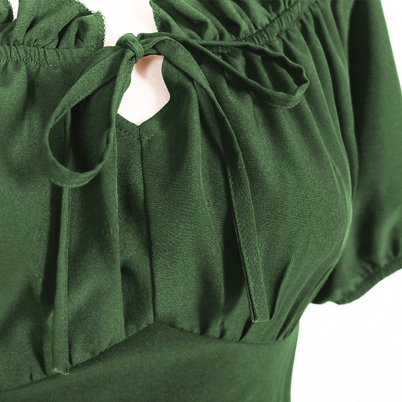 A-Line/Princess Short Sleeves Asymmetrical Retro Vintage Medieval Renaissance Dress