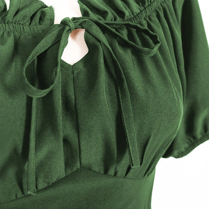 A-Line/Princess Short Sleeves Asymmetrical Retro Vintage Medieval Renaissance Dress