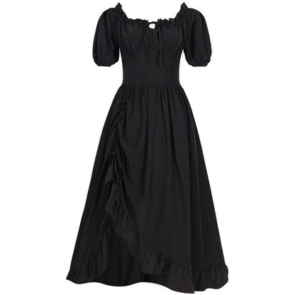 A-Line/Princess Short Sleeves Asymmetrical Retro Vintage Medieval Renaissance Dress