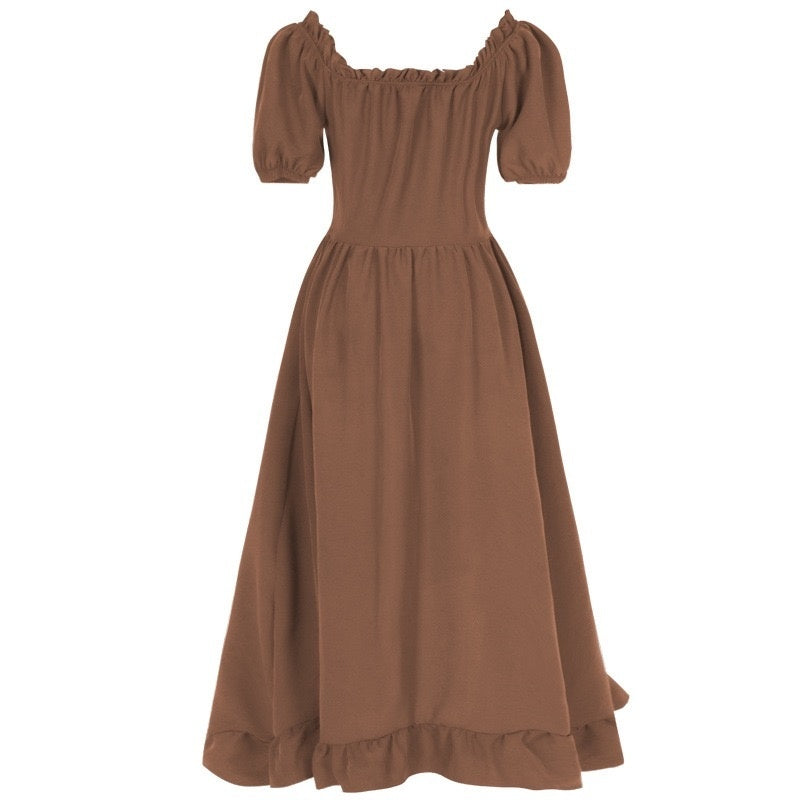 A-Line/Princess Short Sleeves Asymmetrical Retro Vintage Medieval Renaissance Dress