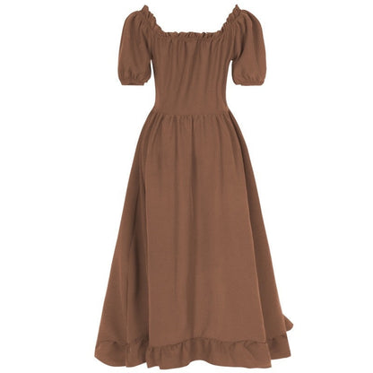 A-Line/Princess Short Sleeves Asymmetrical Retro Vintage Medieval Renaissance Dress