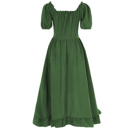 A-Line/Princess Short Sleeves Asymmetrical Retro Vintage Medieval Renaissance Dress