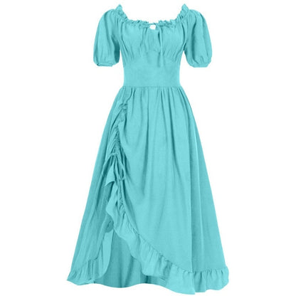 A-Line/Princess Short Sleeves Asymmetrical Retro Vintage Medieval Renaissance Dress