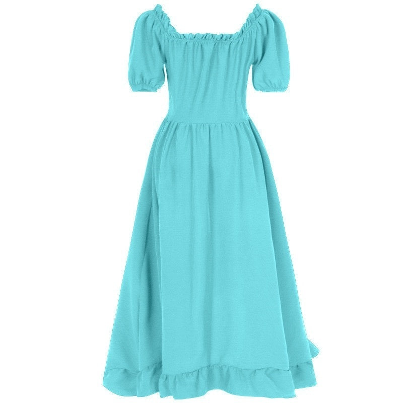 A-Line/Princess Short Sleeves Asymmetrical Retro Vintage Medieval Renaissance Dress