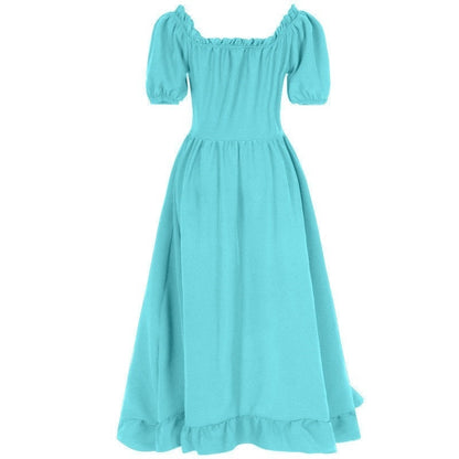 A-Line/Princess Short Sleeves Asymmetrical Retro Vintage Medieval Renaissance Dress