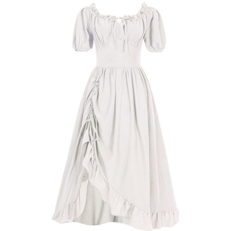 A-Line/Princess Short Sleeves Asymmetrical Retro Vintage Medieval Renaissance Dress