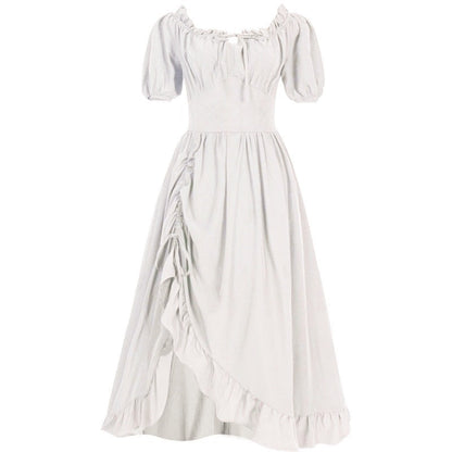 A-Line/Princess Short Sleeves Asymmetrical Retro Vintage Medieval Renaissance Dress