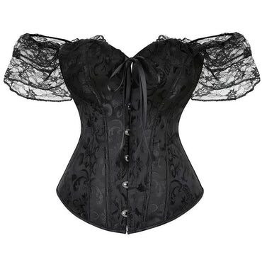 Women Floral Lace Off Shoulder Rococo Punk & Gothic Overbust Corset