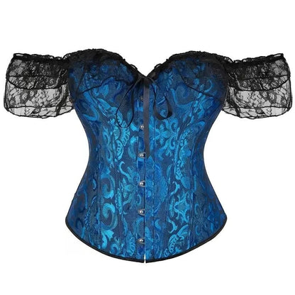 Women Floral Lace Off Shoulder Rococo Punk & Gothic Overbust Corset