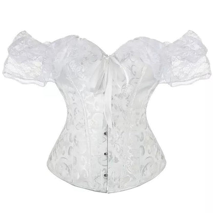 Women Floral Lace Off Shoulder Rococo Punk & Gothic Overbust Corset