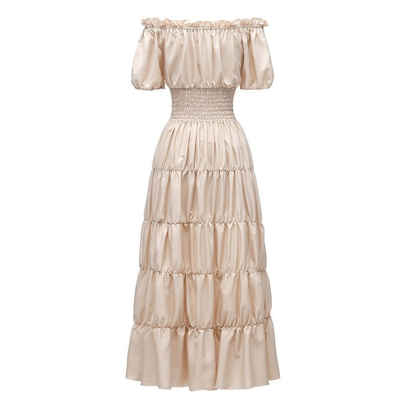 A-Line/Princess Off-the-Shoulder Short Sleeves Floor-Length Medieval Renaissance Cocktail Dress